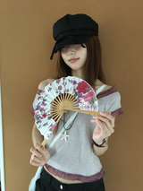 ラスレースオフショルダーTシャツ(3color)
