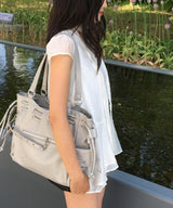 Torchwa Cap Sleeve Hem Frill Chiffon Short Sleeve Blouse 2 Colors