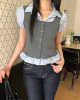 Apieu Layered Short-Sleeve Blouse