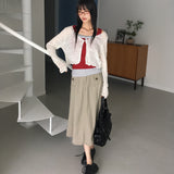 Bohi See-Through Mesh Knitwear Pearl One-Burton Cardigan