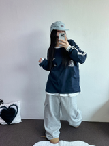 WAFFLE PUNCHING 🧇WIDE CARGO PANTS 🩶🖤2CCOLOR