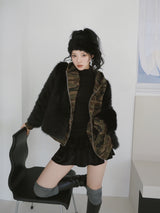 camouflage thick hood zip-up