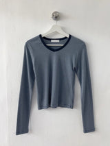 オールド ストライプ Vネック ロングスリーブ Tシャツ