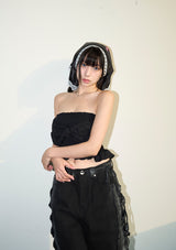 bow tube top - black