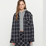 Oversized Check Shirt Blue