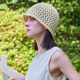 VZ Long Label Punching Knit Bucket Hat / Yellow