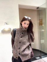 Multicolor Turtleneck Knit Vest 