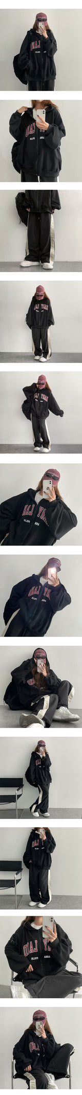 Fissen Over Lettering Hooded Zip-Up