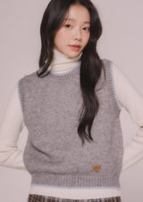 SIMPLE LINE KNIT VEST (Navy)