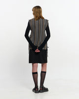 V neck knit Vest _ BROWN
