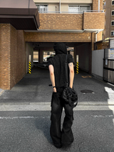 ウォッシュドブラックマルチカーゴデニム