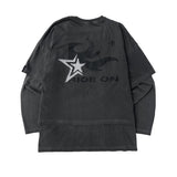 Flame Star Layered Long Sleeve T Pigment Charcoal