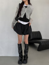 [U-BASIC] See-through Linen Ribbed Crop Cardigan