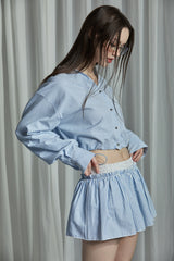 SEERSUCKER SKIRT -BLUE