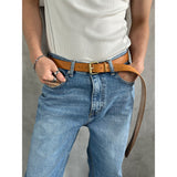 [HANDMADE] Basic leather long belt(Camel)