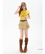 American Retro Camo Cargo Denim Shorts