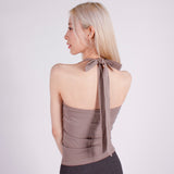 [RE-STOCK] HALTER SPAN TANK TOP / MOCHA