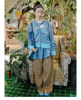 UsocialNight original retro versatile autumn and winter プリントフード付きスウェットシャツ 水玉模様カーテンセット