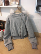 Fur zip-up set