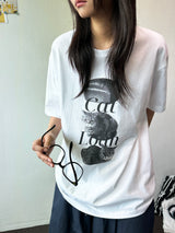 ノア キャット タトゥープリント オーバーサイズ ブラックTシャツ - 4カラー