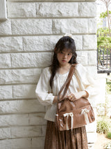 Ribbon duffel bag_caramel brown