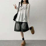 アリングレタリングショルダー長袖Tシャツ