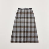 CHECK SLIT LONG SKIRT GRAY