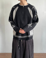 Star-printed Knitwear Zip-Up