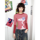 ストライプパネルド長袖Tシャツ
