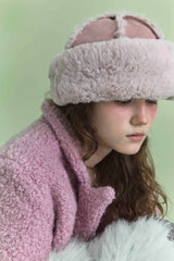 FUR TOQUE HAT IN SUEDE PINK
