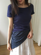Kosel U-neck Side Shirring Short Sleeve Tee