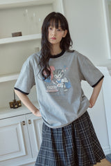 26SS★ Sweet Kitty Pigment Ringer Tee