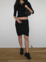 Flower pointelle button T [Black]