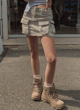 スリーポケットローライズスカートパンツ