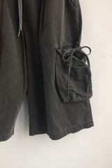 washing ribbon pocket cargo pants
