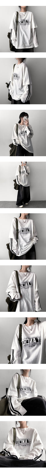 Resse Line Layered Long Sleeve T-Shirt