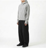 Waffle Crop Fingerhole Zip-up Hoodie Gray