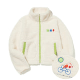 KIRSH X MISAKI KAWAI FLEECE MIX PATCH STADIUM JACKET [IVORY]