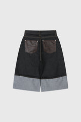 Patched Bermuda Roll-up Denim