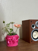 Fuzzy Pot_Ribbon_Hot pink (Hot pink)