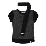 Lace Shirring Top & Scarf (Black) F25QB087