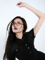 ASYMMETRIC STRIPE SHIRTS [BLACK]