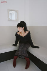 Black Angora Turtleneck Cardigan Knitwear