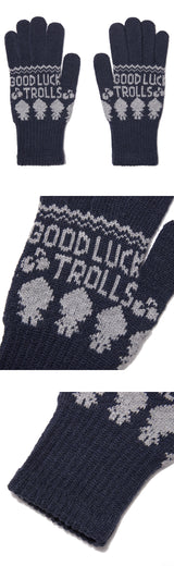 TROLLS JACQUARD KNIT TOUCH GLOVES - NAVY