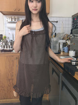 Zelda Dot Frill See-through Sleeveless Layered One Piece