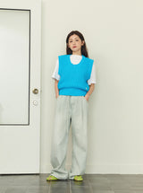 ALARM ONE TUCK BELTED DYEING PANTS MINT_WOMAN