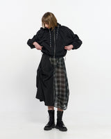 Neck Shirring Hooded Windbreaker _ BLACK