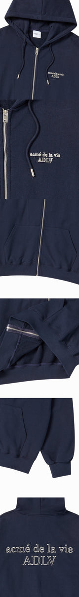 25FW ボーダーラインベーシックロゴフーディージップアップ ダークネイビー