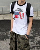 ルーアメリカンフラッグリンガーマッスルTシャツ