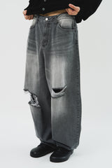 Destoryed Balloon Denim (2color)